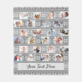 Snowflake Sweater 24 Foto Collage Gray Name Fleece Deken (Voorkant)