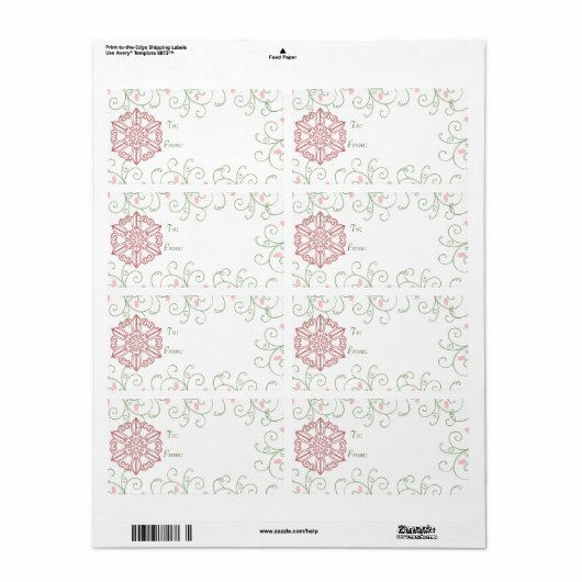 Snowflake Swirl-kerstcadeautjes Labels (Full Sheet)
