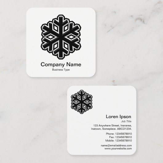 Snowflake-symbool - zwart vierkante visitekaartje (Voorkant / Achterkant)