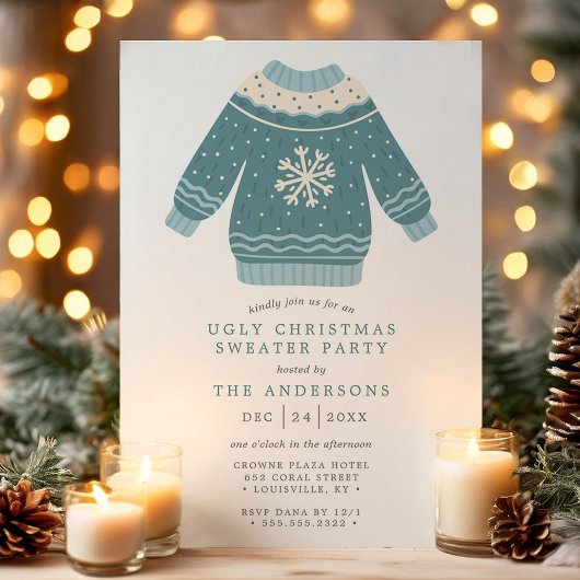 Snowflake Tacky Ugly KerstSweater Party Kaart