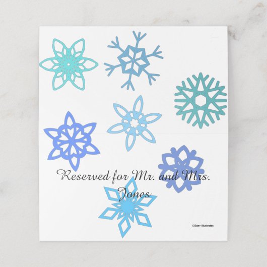 Snowflake tafel/plaats kaarthouder (Buitenkant ongevouwen)