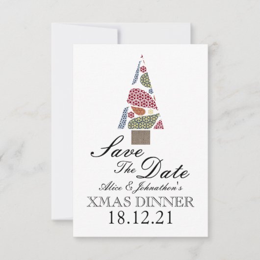 Snowflake-tapijtenstructuur bewaart de datum save the date (Voorkant)