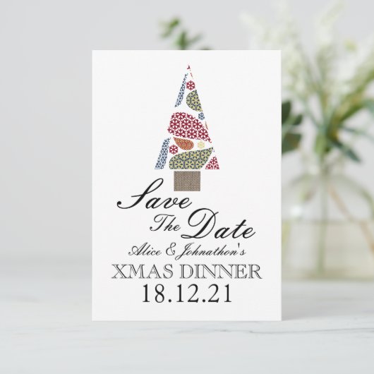 Snowflake-tapijtenstructuur bewaart de datum save the date (Staand voorkant)