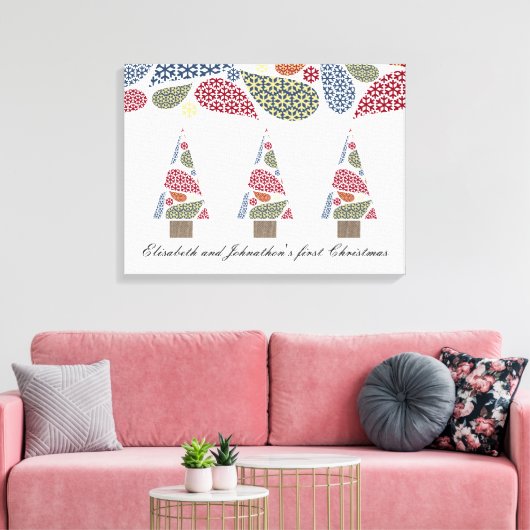 Snowflake Teardrops Tree Canvas afdrukken (Insitu (Woonkamer))