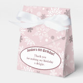 Snowflake-Th-Thaarde 6th Birthday Party Bleek roze Bedankdoosjes (Voorkant Zijde)