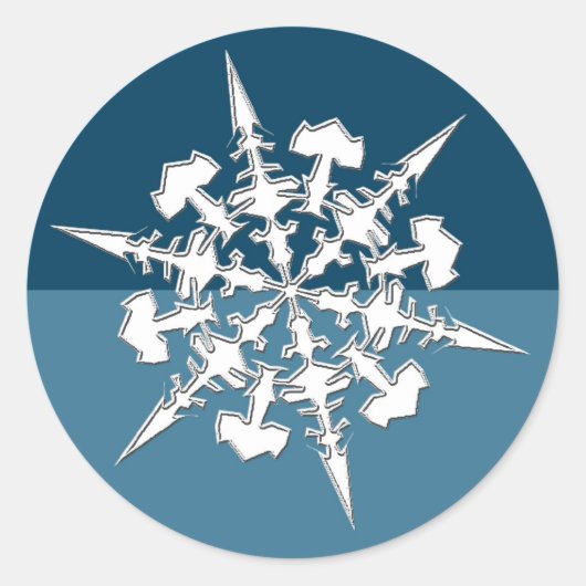 Snowflake Theme Holiday Cards Envelope Seals Ronde Sticker (Voorkant)