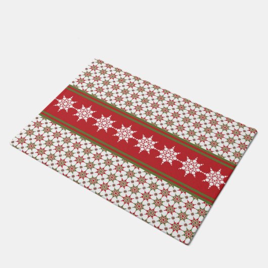 Snowflake Theme Winter Pattern Kerstmis Deurmat (Schuin)