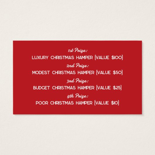Snowflake Tree, Noël Party Raffle Billets (Dos)