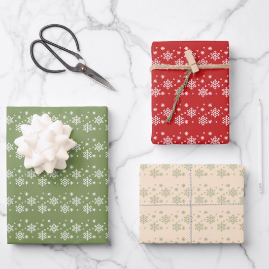 Snowflake Trio Kerstmis / Winter Wrapping Paper (Voorkant)