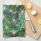 Snowflake Turquoise et vert Vacances serviette de (Quart Plié)