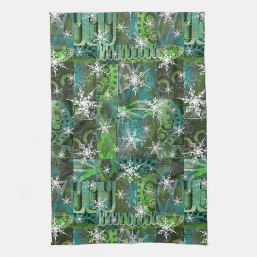 Snowflake Turquoise et vert Vacances serviette de (Vertical)