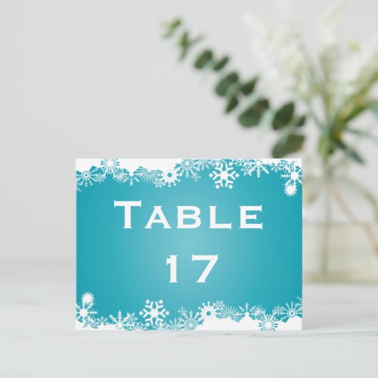 Snowflake turquoise numéro de table de mariage d'h (Debout devant)