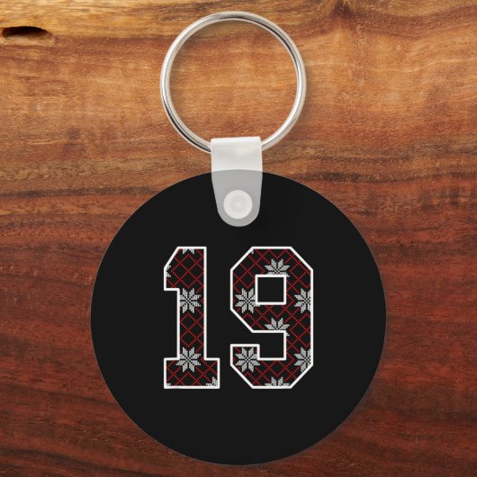 Snowflake Ugly Christmas Number 19 Uniform #19 Jer Sleutelhanger (Voorkant)