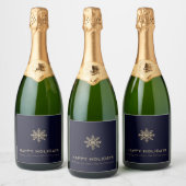 Snowflake Vakantie Champagne Label Sparkling Wijnetiket (Flessen)