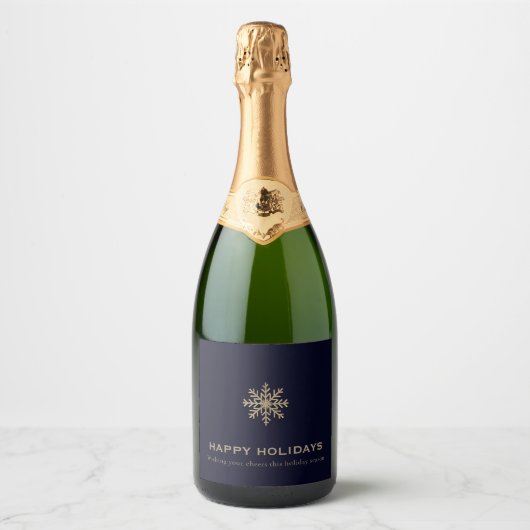 Snowflake Vakantie Champagne Label Sparkling Wijnetiket (Voorkant)