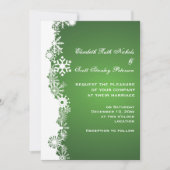 Snowflake vert blanc hiver invitation mariage (Devant)
