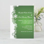 Snowflake vert blanc hiver invitation mariage (Debout devant)
