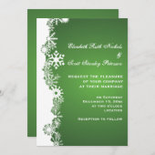 Snowflake vert blanc hiver invitation mariage (Devant / Derrière)
