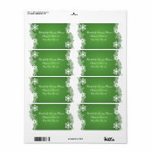 Snowflake vert blanc mariage d'hiver étiquette (Feuille entière)