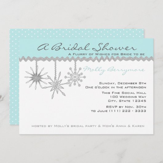 Snowflake Vrijgezellenfeest Ice Blue Kaart (Voorkant / Achterkant)