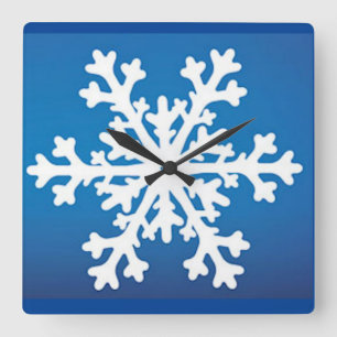 Snowflake Wall ClockBlue Vierkante Klok