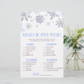 Snowflake Wat zit er in Purse Baby shower Game Briefpapier (Staand voorkant)