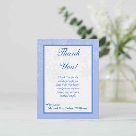 Snowflake Weddenschap FLAT Dank je wel Kaart (Staand voorkant)