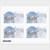 Snowflake Wereldbol kerstcadeaulabels Rechthoekige Sticker (Vel)
