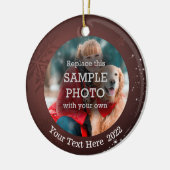 Snowflake White Stars 2 Foto Bourgogne Aangepaste  Keramisch Ornament (Links)