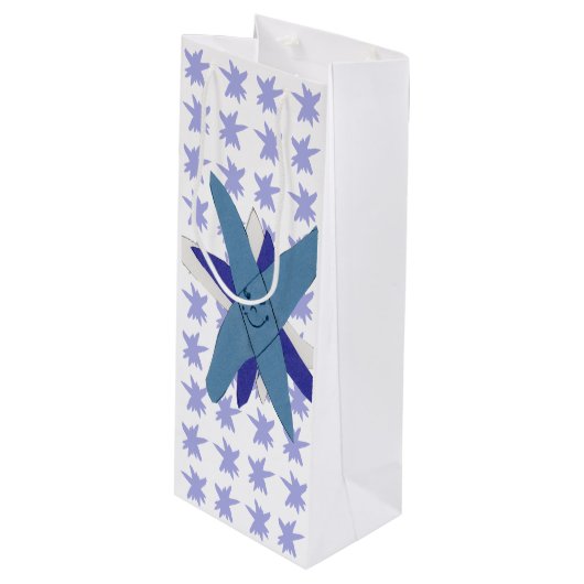Snowflake Wijn Cadeautas (Voorkant Gekanteld)