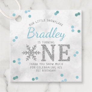 Snowflake Winter 1e verjaardag Bedankjes Labels