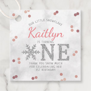 Snowflake Winter 1e verjaardag Bedankjes Labels