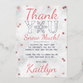 Snowflake Winter 1e verjaardag Dank u Folie kaarte Folie Uitnodiging (Voorkant)