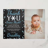 Snowflake Winter 1e verjaardag Dank u Folie kaarte Folie Uitnodiging (Voorkant)