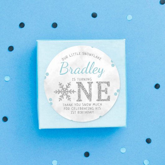 Snowflake Winter 1e verjaardag Ronde Sticker