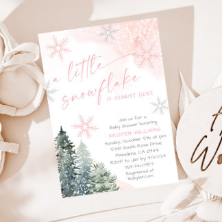 Snowflake Winter Baby shower Kaart