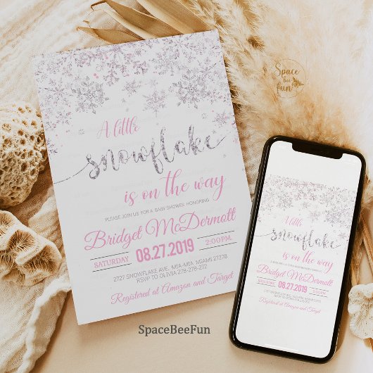 Snowflake Winter Baby shower Kaart