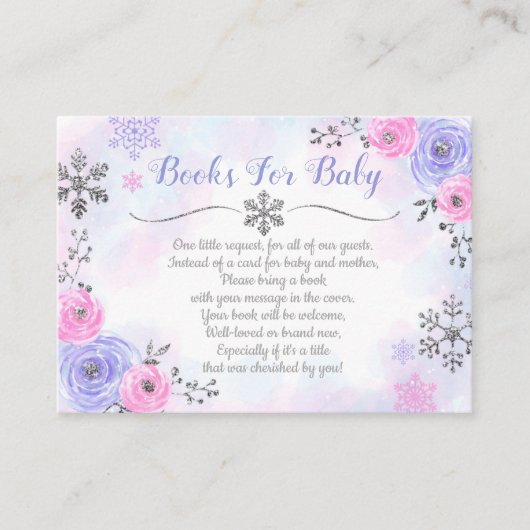 Snowflake Winter Book Request Card Books for Baby Informatiekaartje (Voorkant)