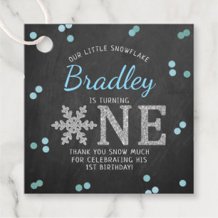Snowflake Winter Chalkboard 1ste verjaardag Bedankjes Labels