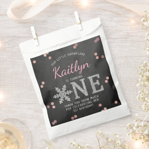 Snowflake Winter Chalkboard 1ste verjaardag Bedankzakje
