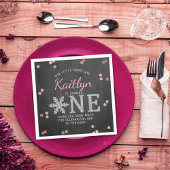 Snowflake Winter Chalkboard 1ste verjaardag Servet