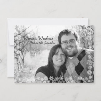 Snowflake Winter Holiday Card met sneeuwLijst Feestdagenkaart