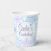 Snowflake Winter One-Derland First Birthday Paper Papieren Bekers (Achterkant)
