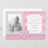 Snowflake Winter Onederland Birthday Uitnodiging (Voorkant / Achterkant)