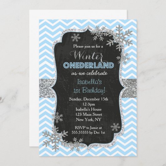 Snowflake Winter verjaardagsfeestje uitnodigingen (Voorkant / Achterkant)