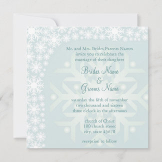 Snowflake Winter Wedding Invitation - Ice Green Kaart
