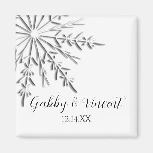 Snowflake Winter Wedding Save the Date Magneet