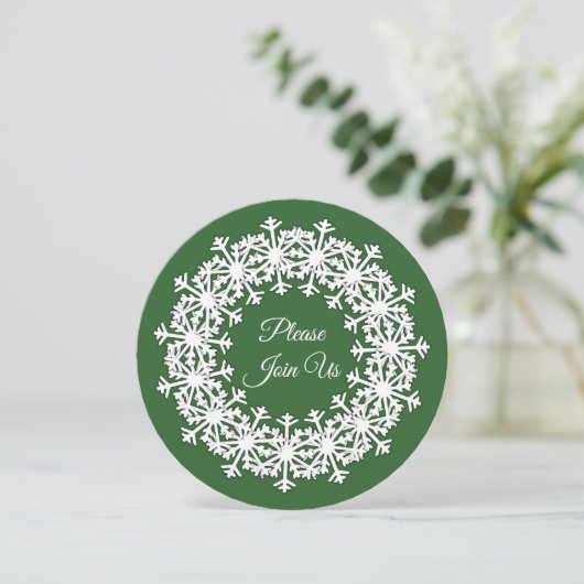 Snowflake Wreath Green Kaart (Staand voorkant)