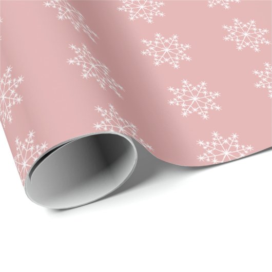 Snowflake Xmas pastel roze kerstfeestdag Cadeaupapier (Rol Hoek)