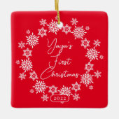 Snowflake Yaya's eerste kerstkeramiek Keramisch Ornament (Voorkant)